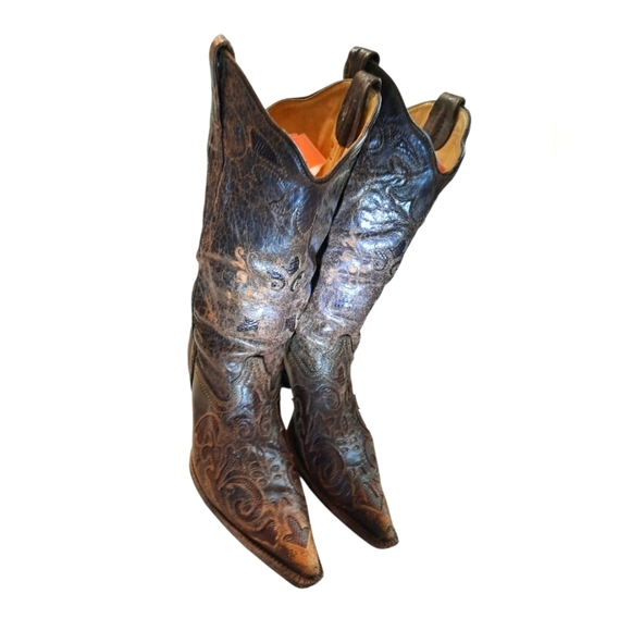 Vintage Corral Womens Lizard Leather Boots 9.5 Cowgirl - Picture 8 of 16